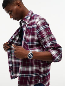 Tommy Jeans Brushed Flannel Shirt In Port