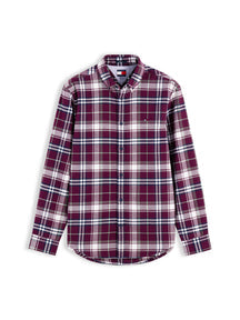 Tommy Jeans Brushed Flannel Shirt In Port