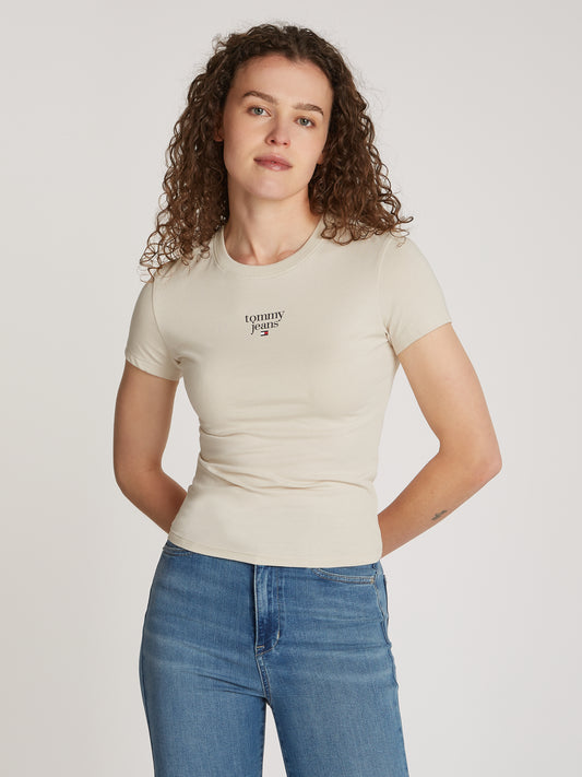 Tommy Jeans - Slim Essential Logo T-Shirt - Newsprint