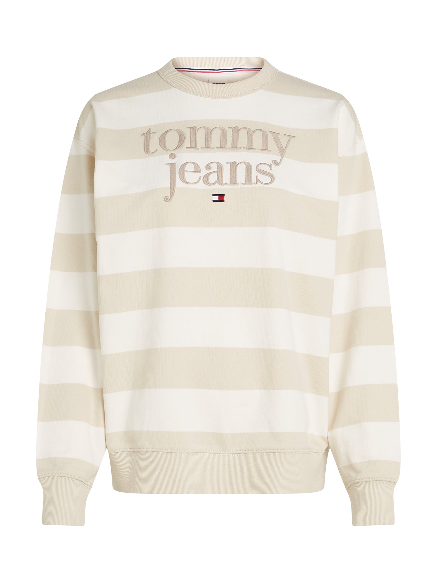 Tommy Jeans Relaxed Stripe Essential Crew Neck Sweater - Newsprint