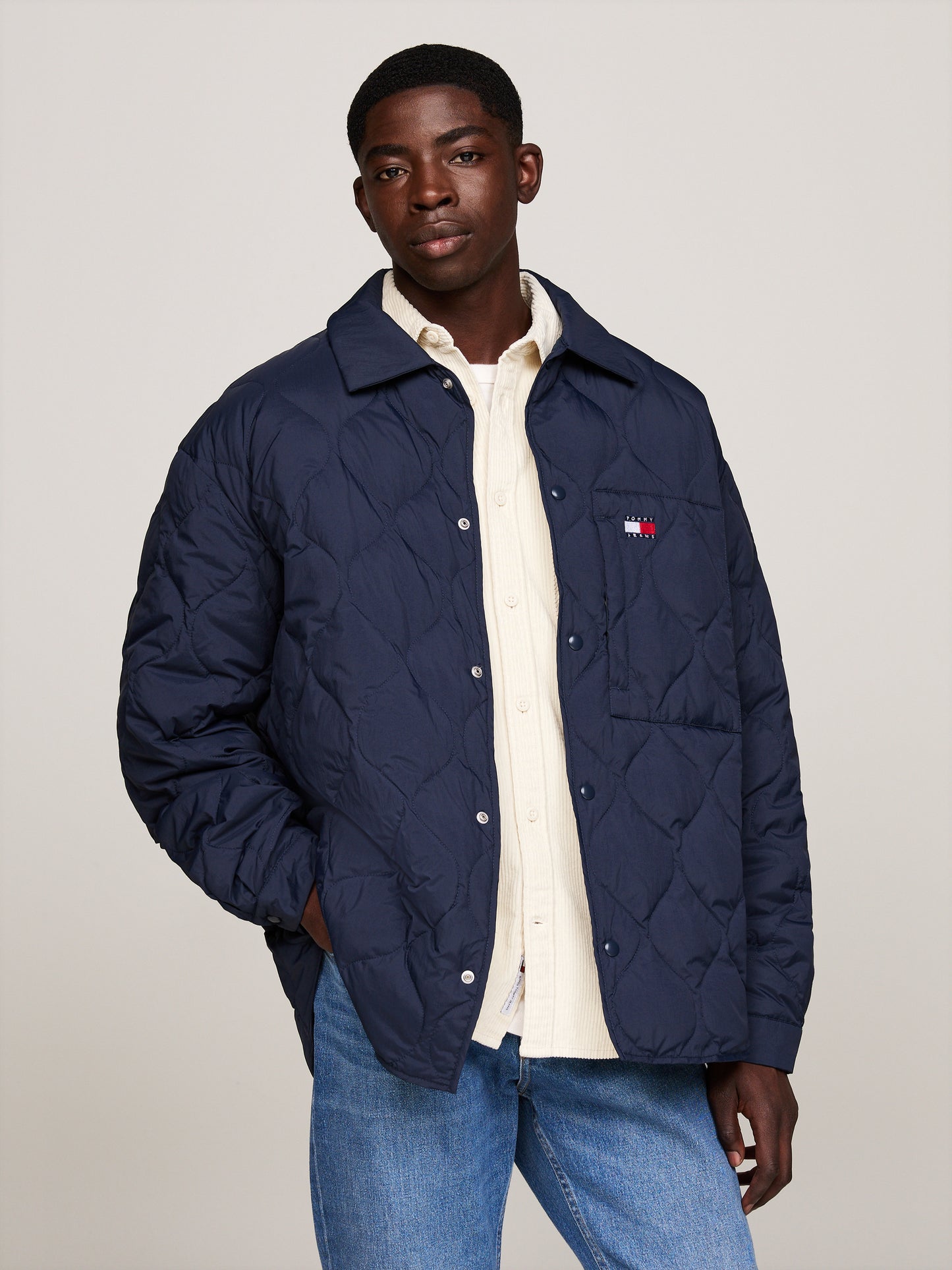 Tommy Jeans Mens Quilted Shacket - Dark Night Navy