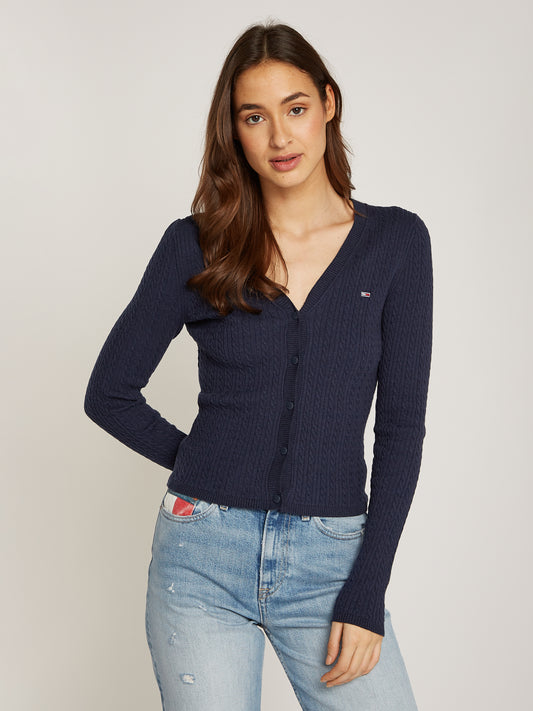 Tommy Jeans - Essential Cable Knit Cardi - Dark Night Navy