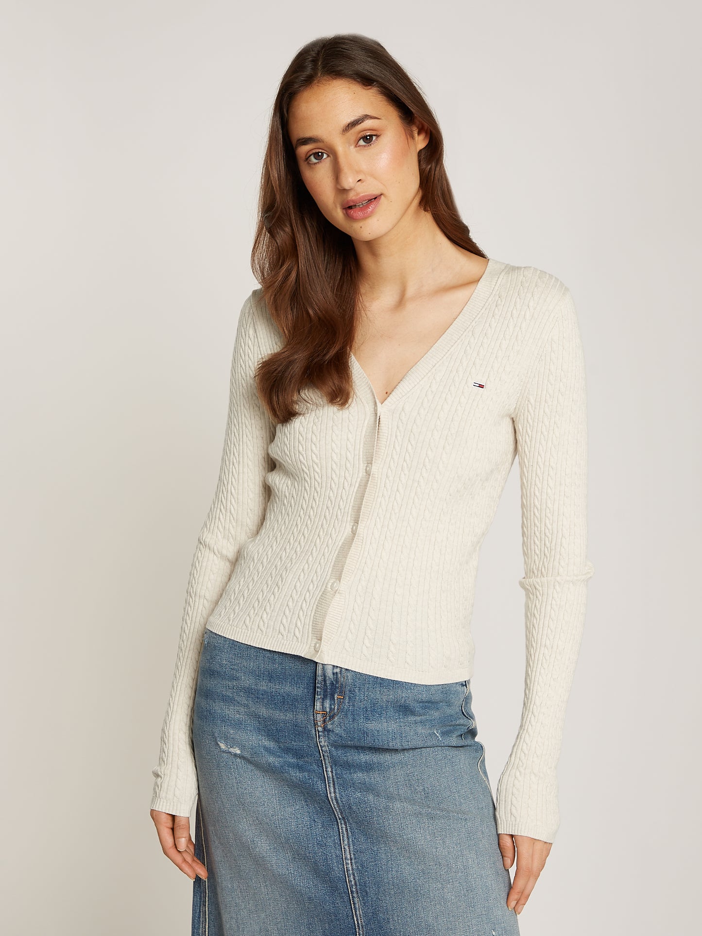 Tommy Jeans - Essential Cable Knit Cardi - Ancient White