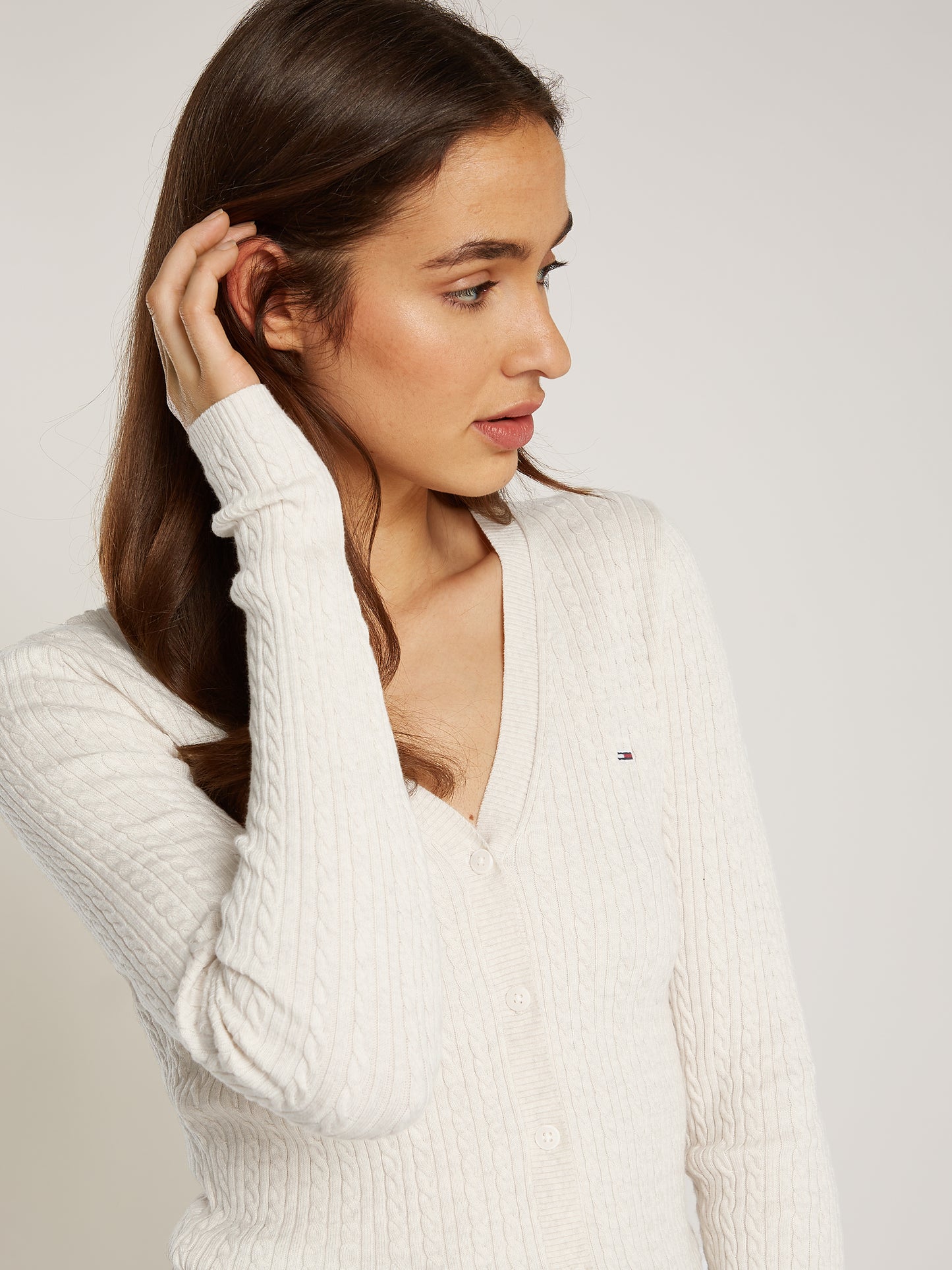 Tommy Jeans - Essential Cable Knit Cardi - Ancient White