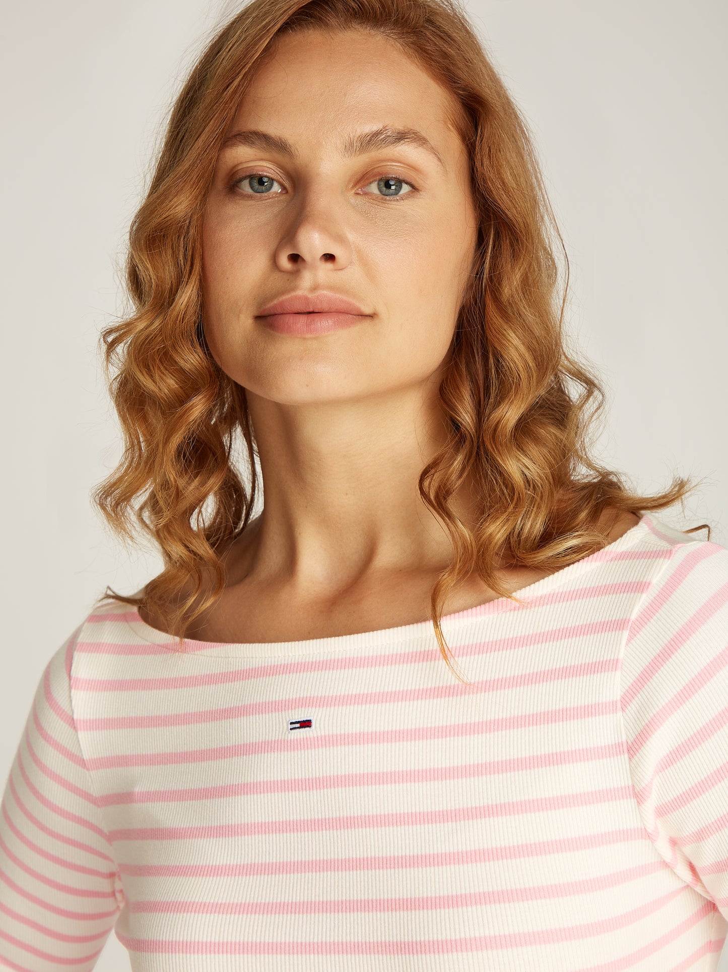 Tommy Jeans - Breton Stripe Long Sleeve Tee - Ballet Pink