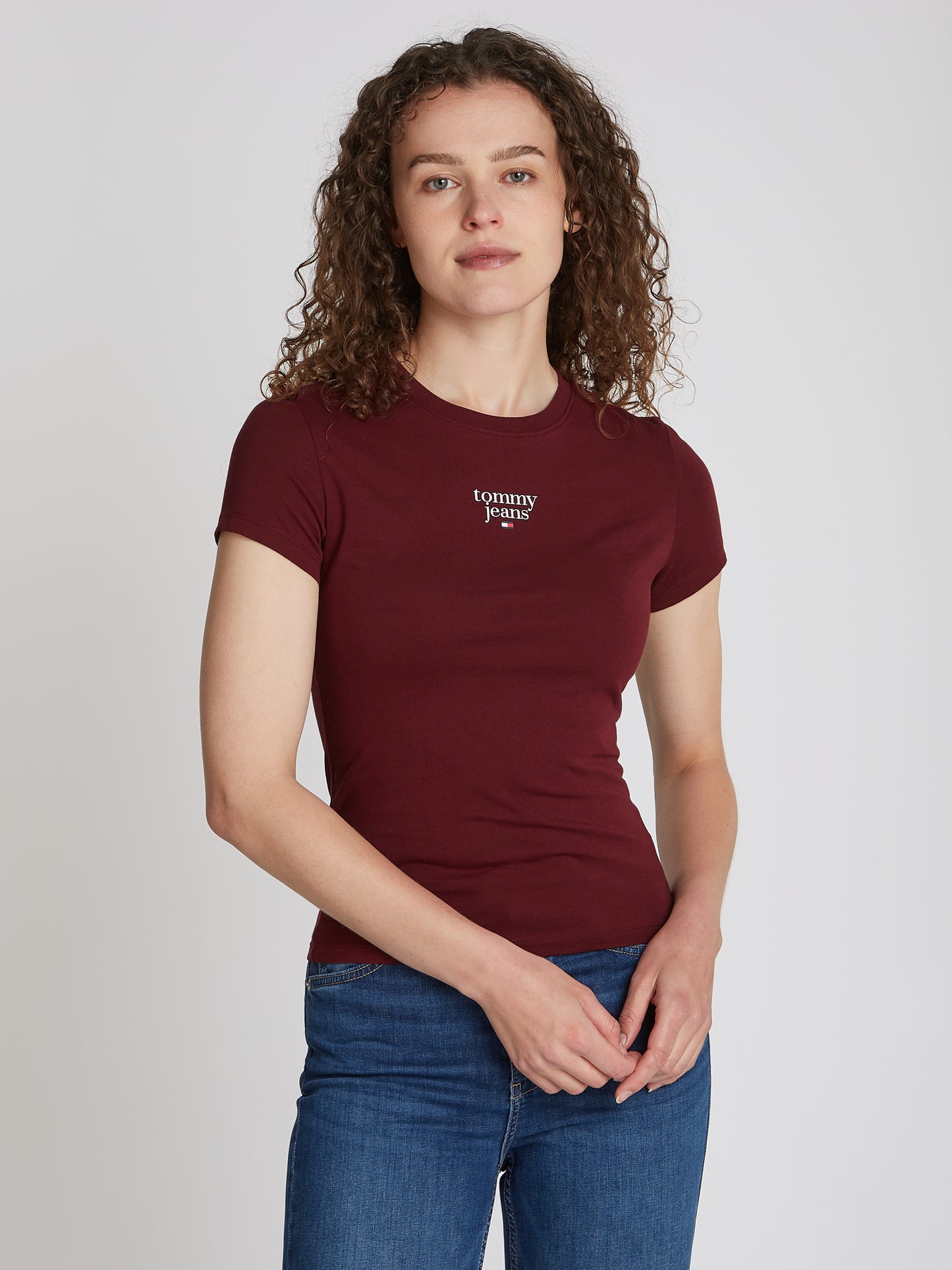 Tommy Jeans - Slim Essential Logo T-Shirt - Deep Rouge