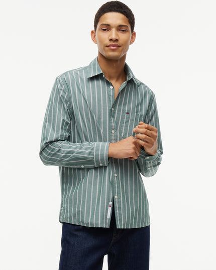 TJM Regular Poplin Pattern Shirt - Velvet Green Stripes