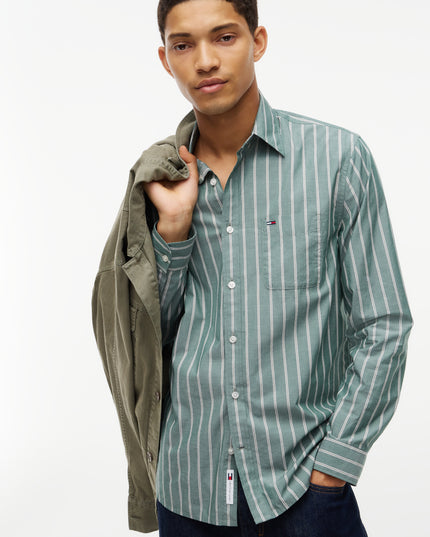 TJM Regular Poplin Pattern Shirt - Velvet Green Stripes