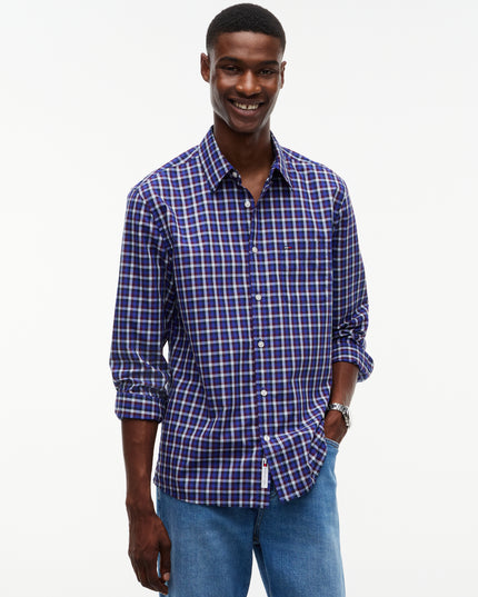 Tommy Jeans Reg Poplin Checked Shirt in Deep Marine