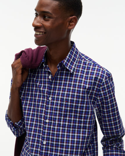 Tommy Jeans Reg Poplin Checked Shirt in Deep Marine
