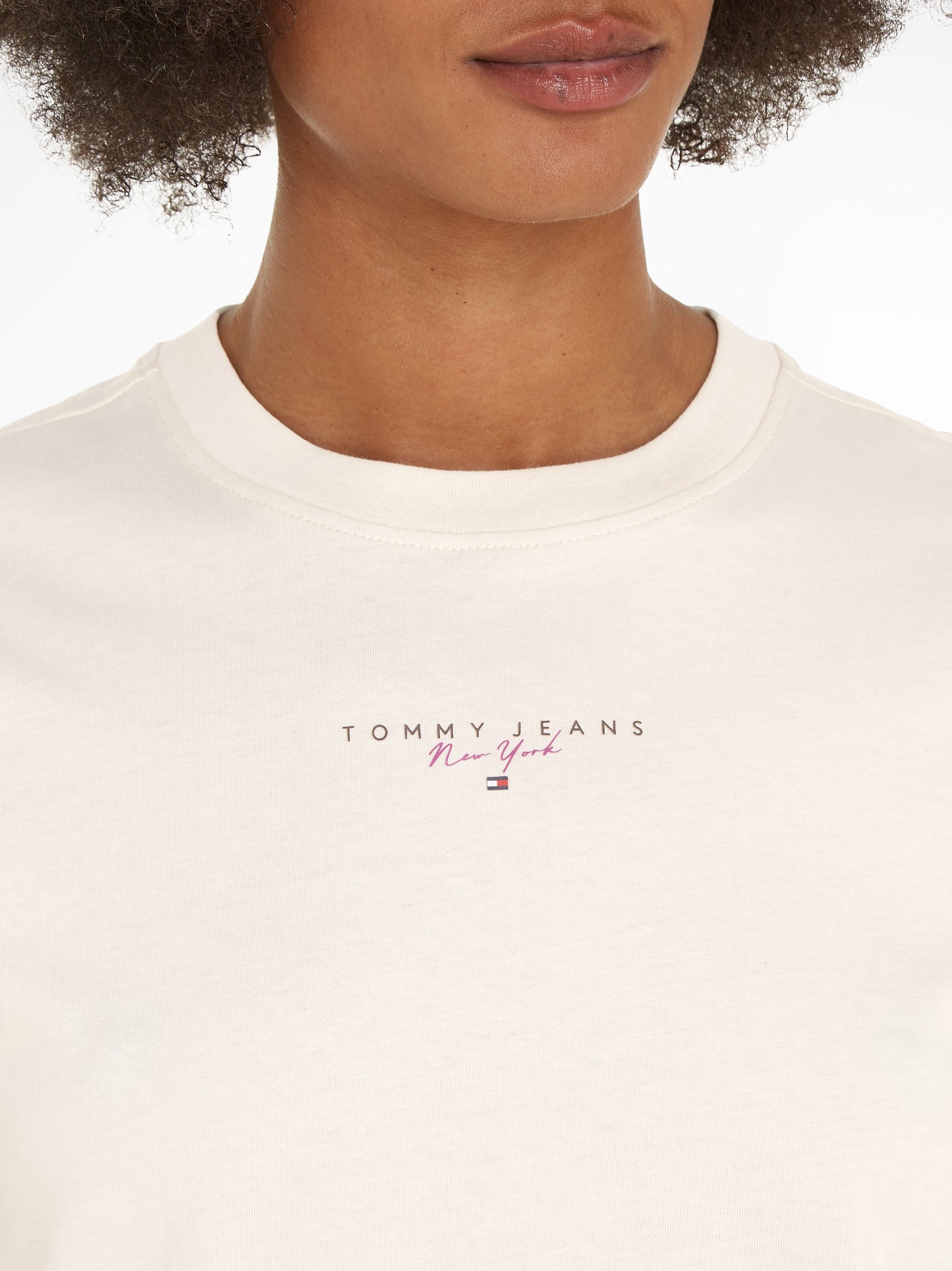 Tommy Jeans Regular Essential Linear Micrologo T-Shirt - Newsprint