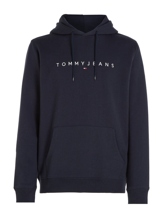 Tommy Jeans Mens Regular Linear Logo Hoodie - Dark Night Navy