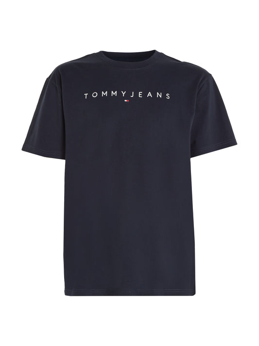 Tommy Jeans Mens Regular Linear Logo T-Shirt - Dark Night Navy
