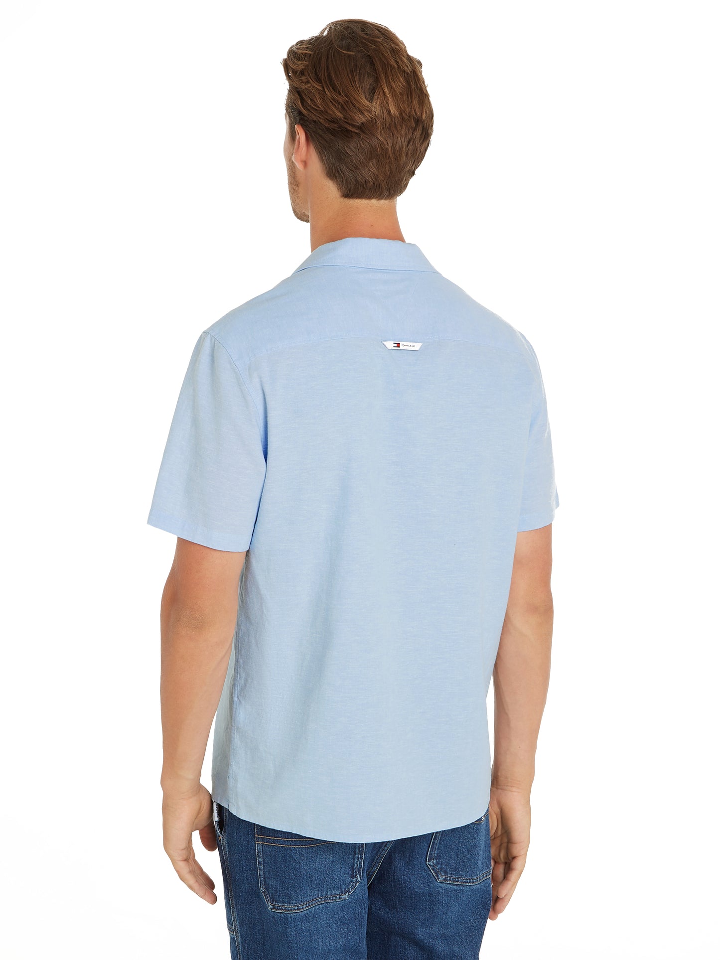 Tommy Jeans Mens Beach Short Sleeve Shirt - Moderate Blue