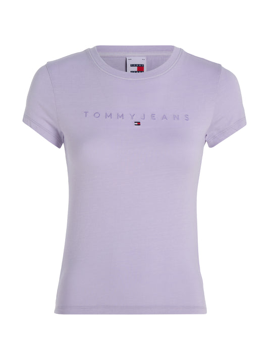 Tommy Jeans Slim Tonal Linear Logo T-Shirt - Lavender Flower