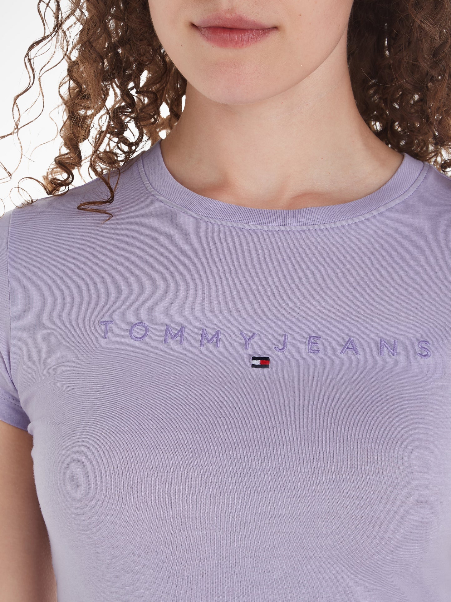 Tommy Jeans Slim Tonal Linear Logo T-Shirt - Lavender Flower