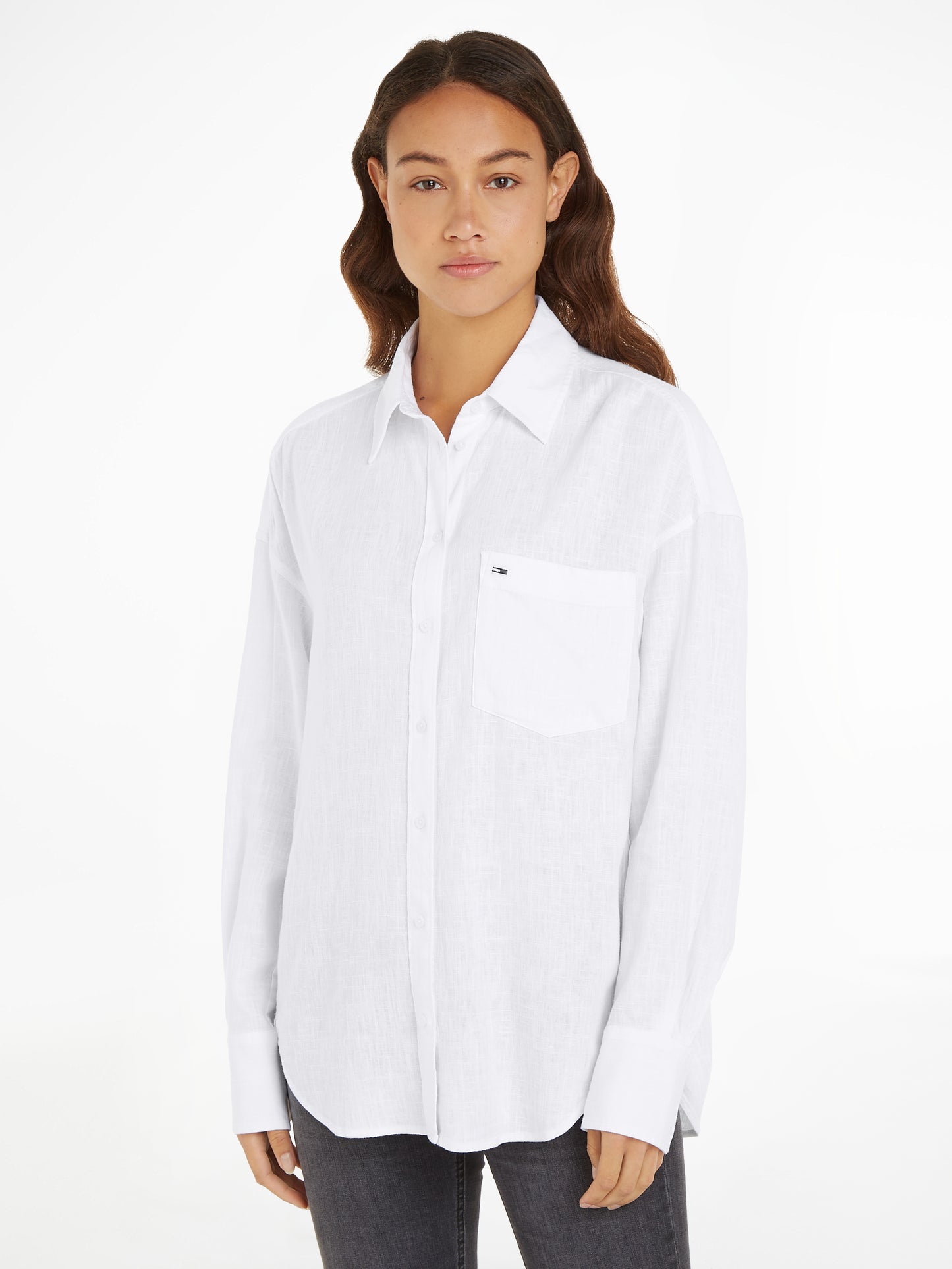 Tommy Jeans Oversized Linen Shirt - White