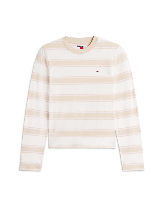 TJW Flag Embroidery Jersey Long Sleeve T-Shirt - White Clay/Multi Stripe
