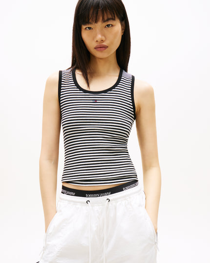 TJW Essential Rib Tank - Black/Ecru Stripe