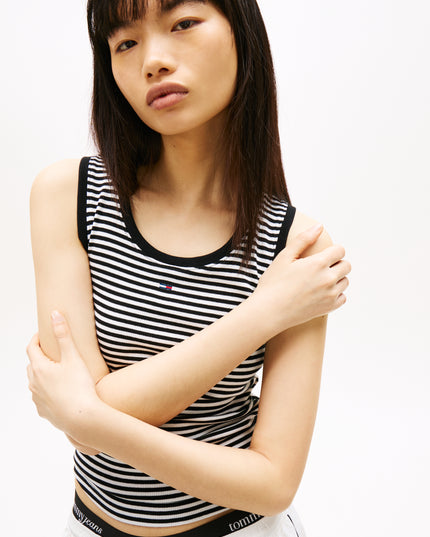 TJW Essential Rib Tank - Black/Ecru Stripe