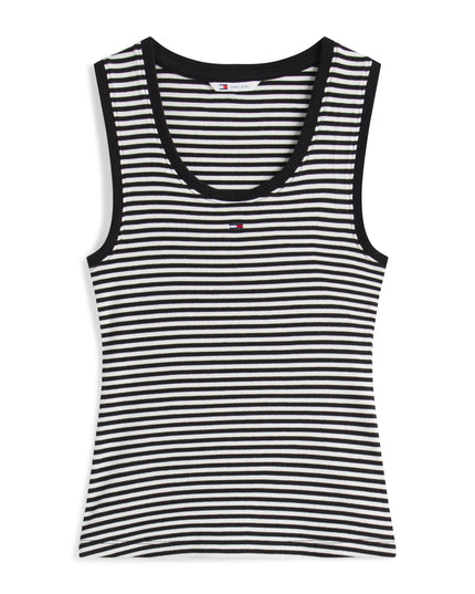 TJW Essential Rib Tank - Black/Ecru Stripe