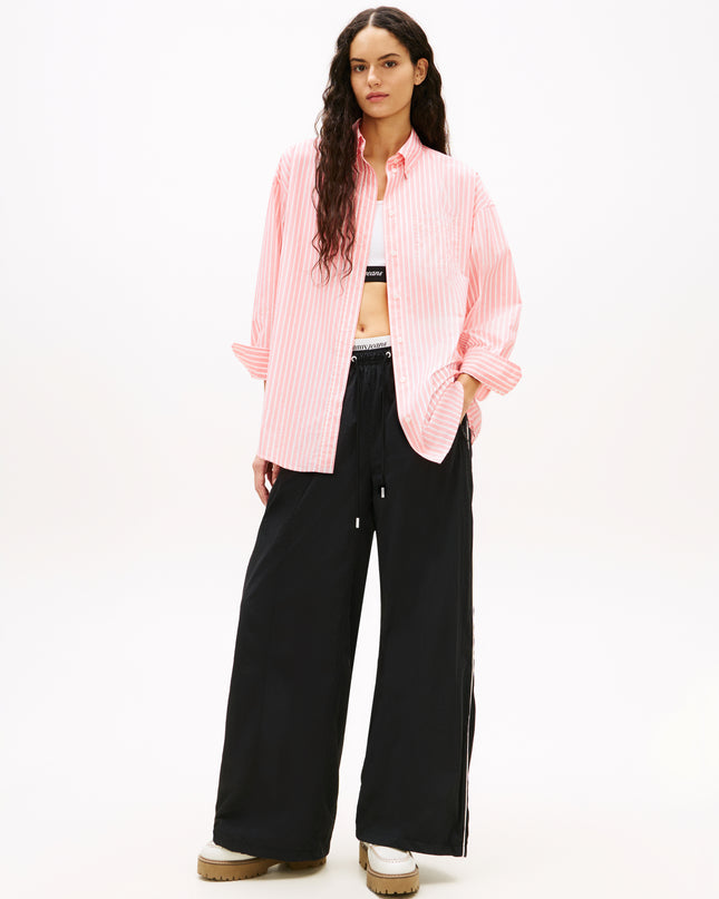 TJW Oversized Poplin Shirt - Tropical Blush Stripe