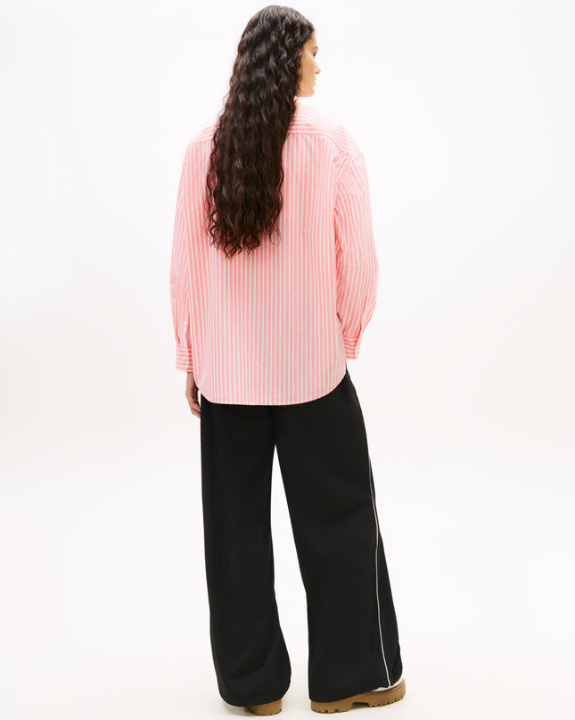 TJW Oversized Poplin Shirt - Tropical Blush Stripe