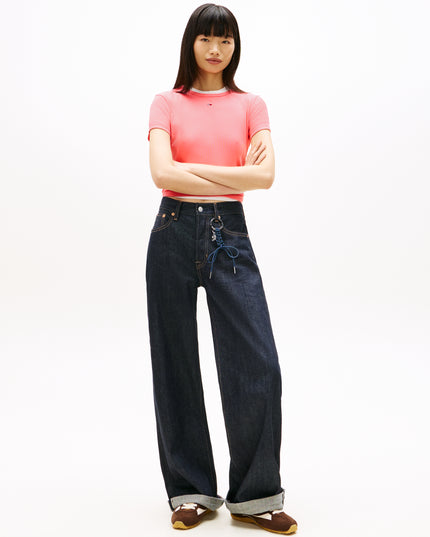 TJW Ribbed Slim Crew Neck T-Shirt - Tropical Blush