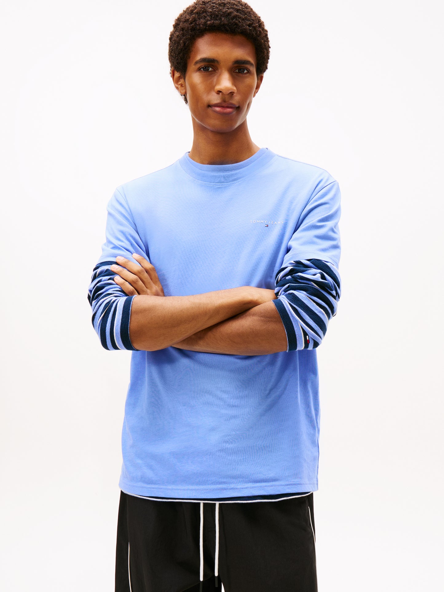 Linear Logo Slim Crew Neck T-Shirt - Light Horizon Blue
