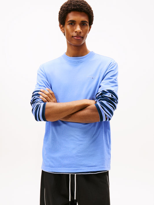 Linear Logo Slim Crew Neck T-Shirt - Light Horizon Blue
