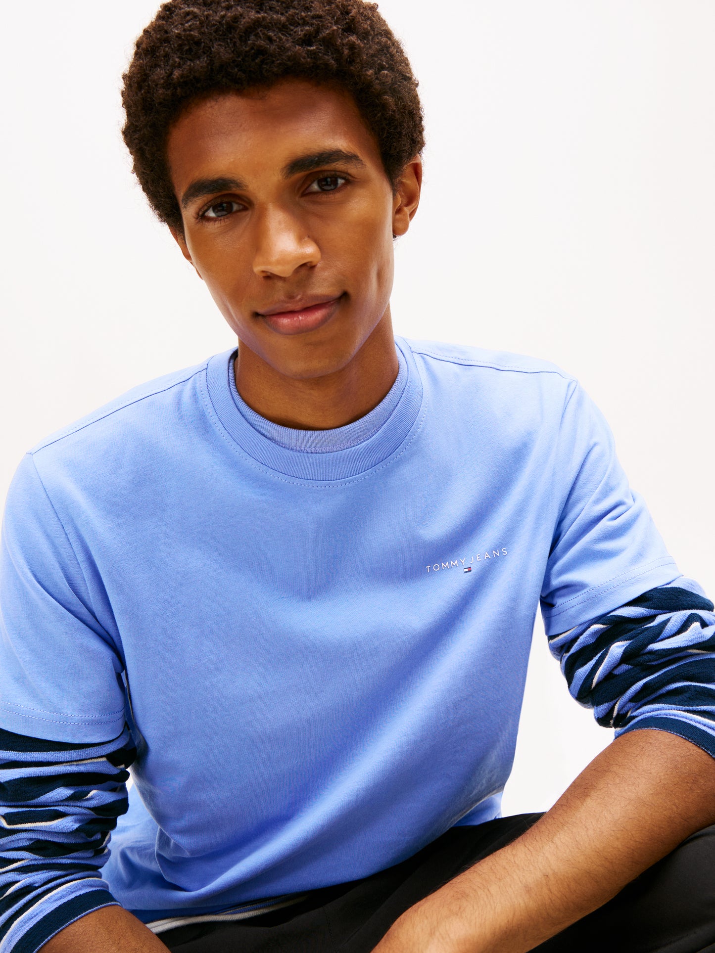 Linear Logo Slim Crew Neck T-Shirt - Light Horizon Blue