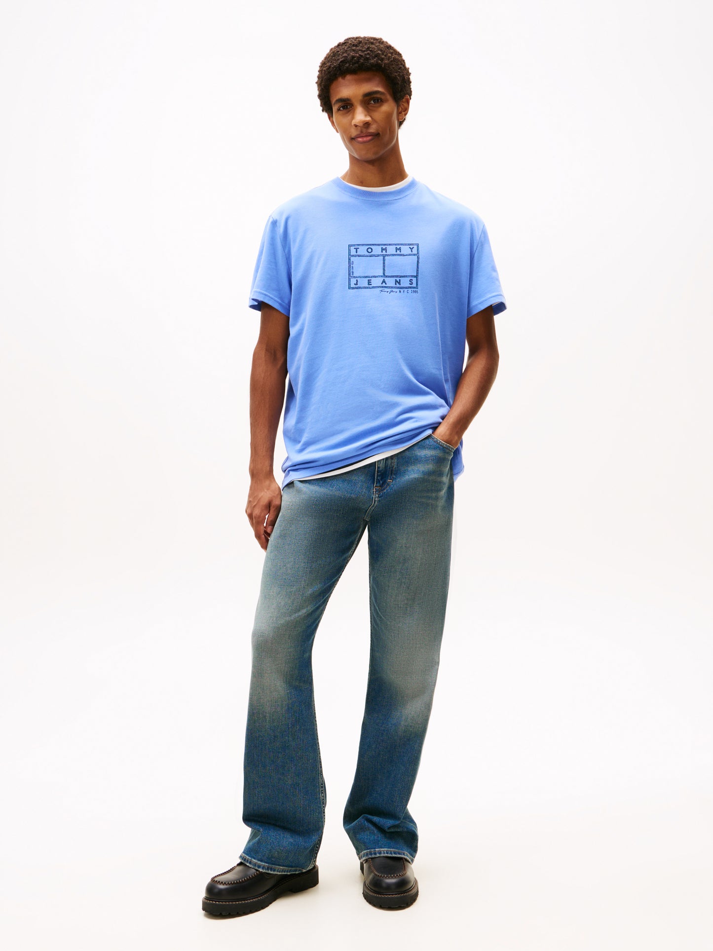 Logo Stamp Crew Neck T-Shirt - Light Horizon Blue