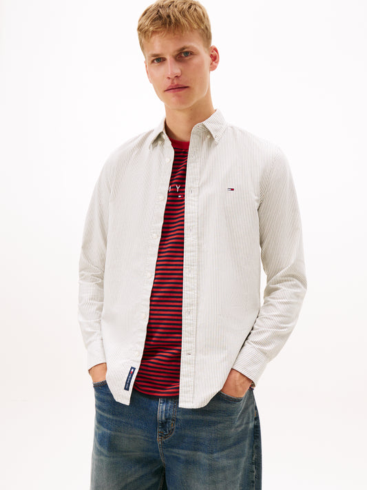 Slim Stripe Oxford Shirt - Dark Greenery