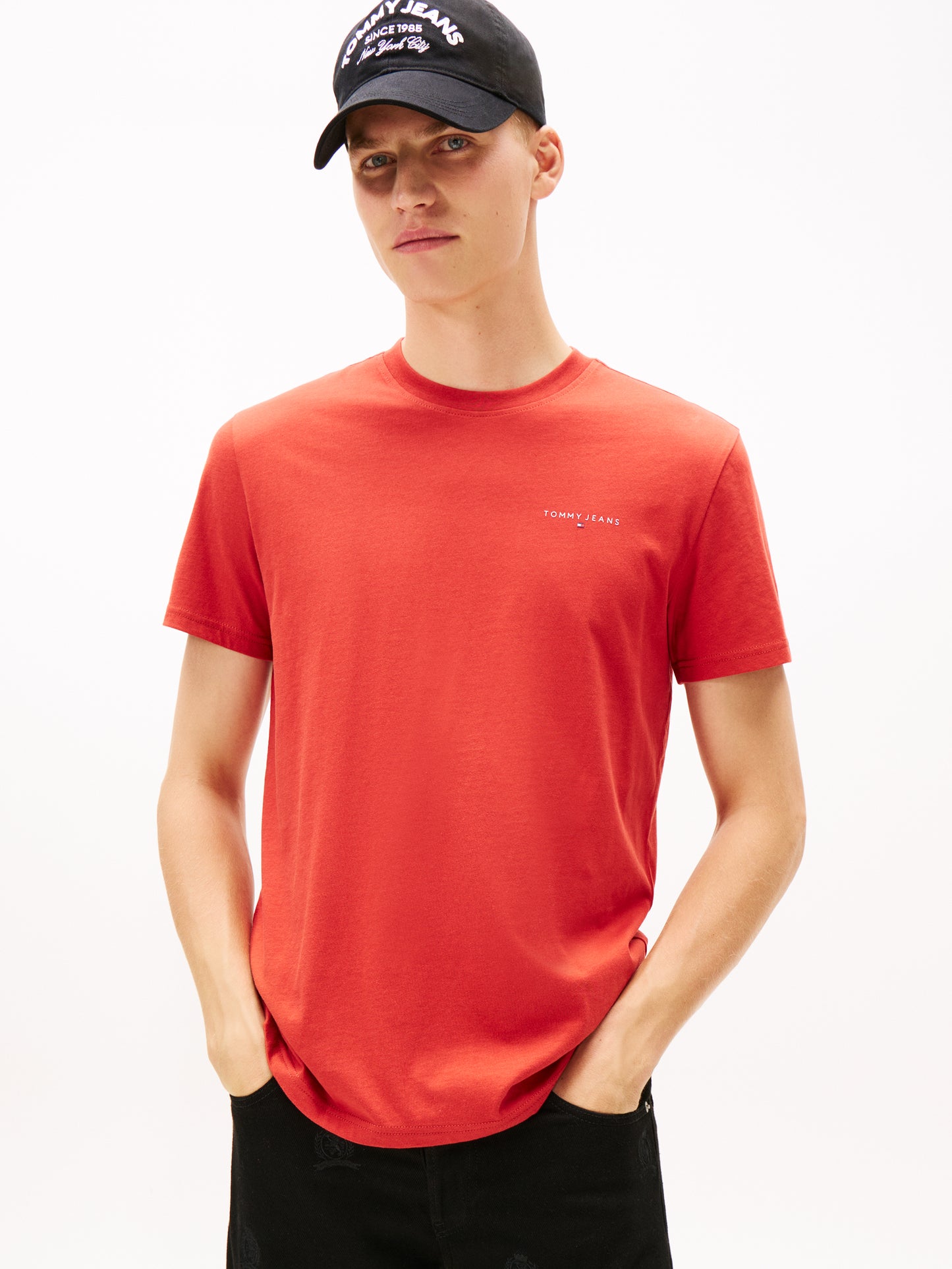 Linear Logo Slim Crew Neck T-Shirt - Teracotta Red