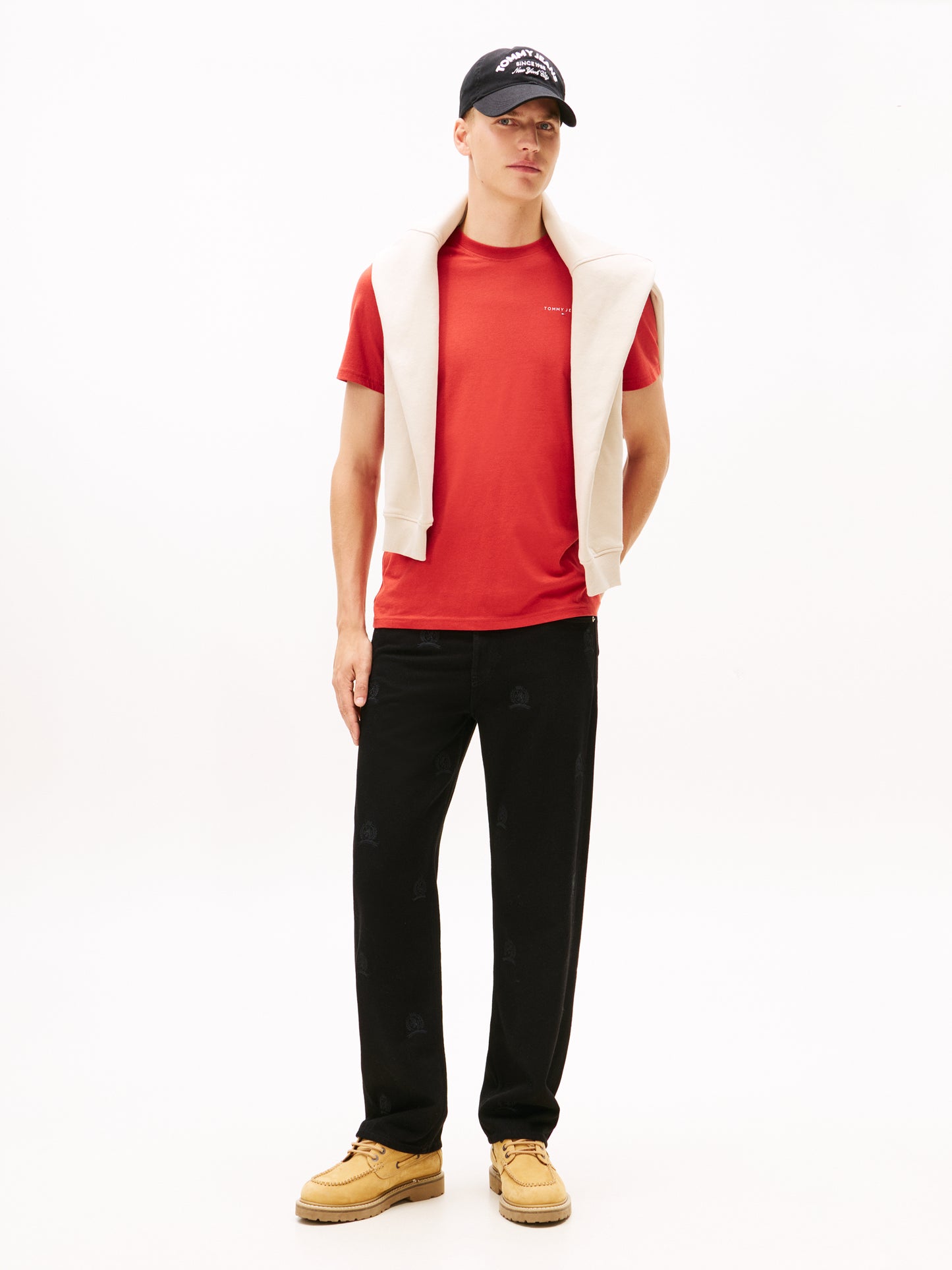 Linear Logo Slim Crew Neck T-Shirt - Teracotta Red