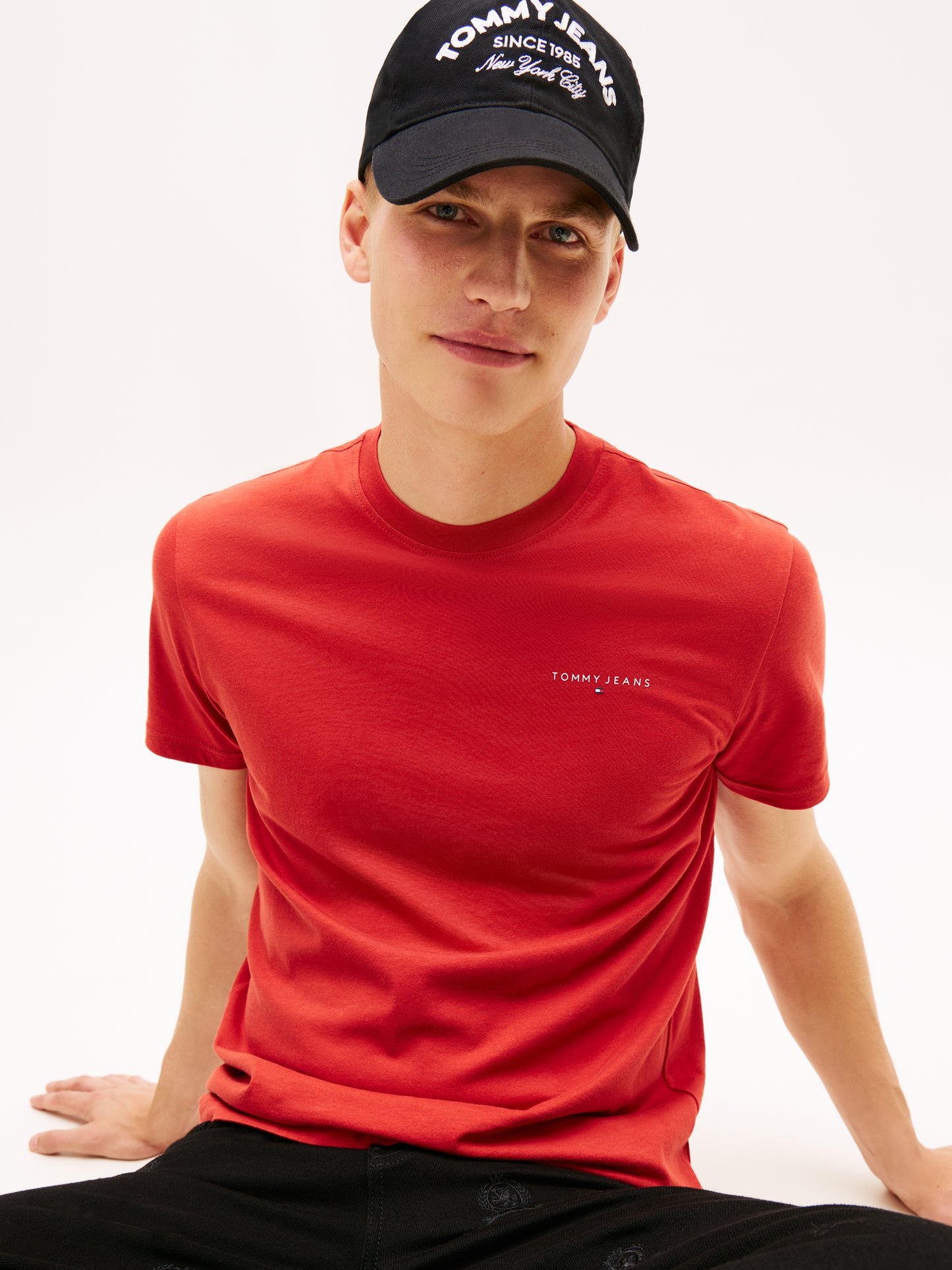 Linear Logo Slim Crew Neck T-Shirt - Teracotta Red
