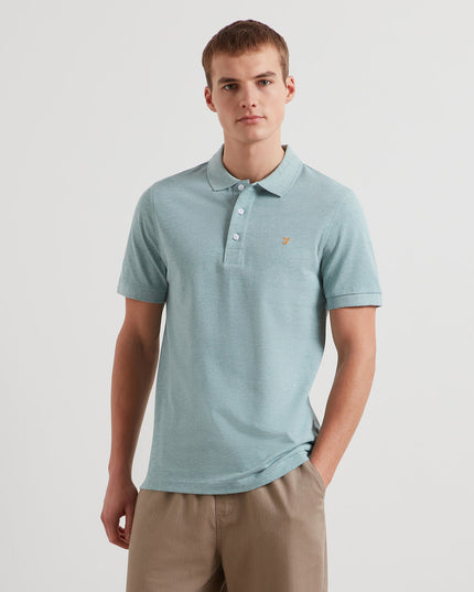 Blanes Organic Cotton Polo Shirt In Blue Green Mist Marl