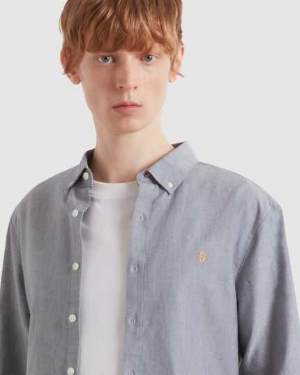 Slim Fit Organic Cotton Oxford Shirt In Farah True Navy