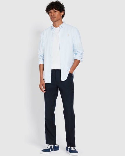 Slim Fit Striped Organic Cotton Oxford Shirt In Sky Blue