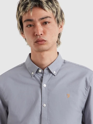 Brewer Slim Fit Oxford Shirt In Icelandic Blue
