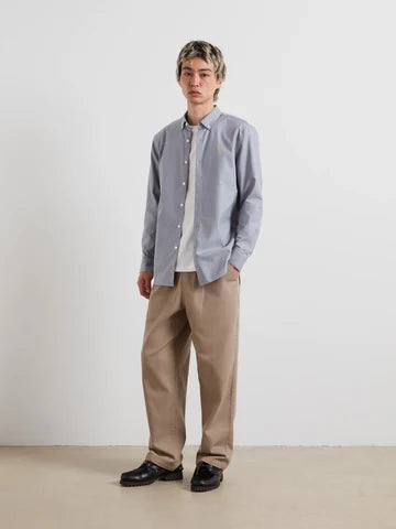Brewer Slim Fit Oxford Shirt In Icelandic Blue