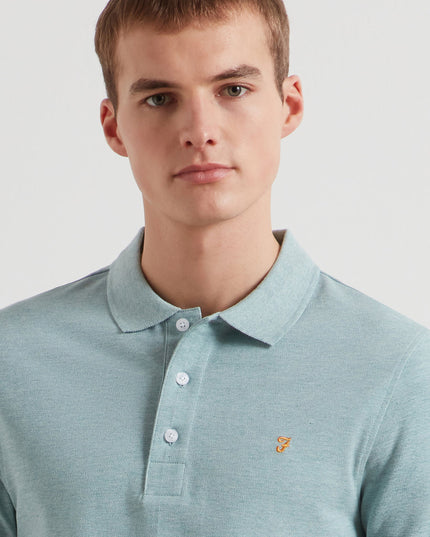 Blanes Organic Cotton Polo Shirt In Blue Green Mist Marl