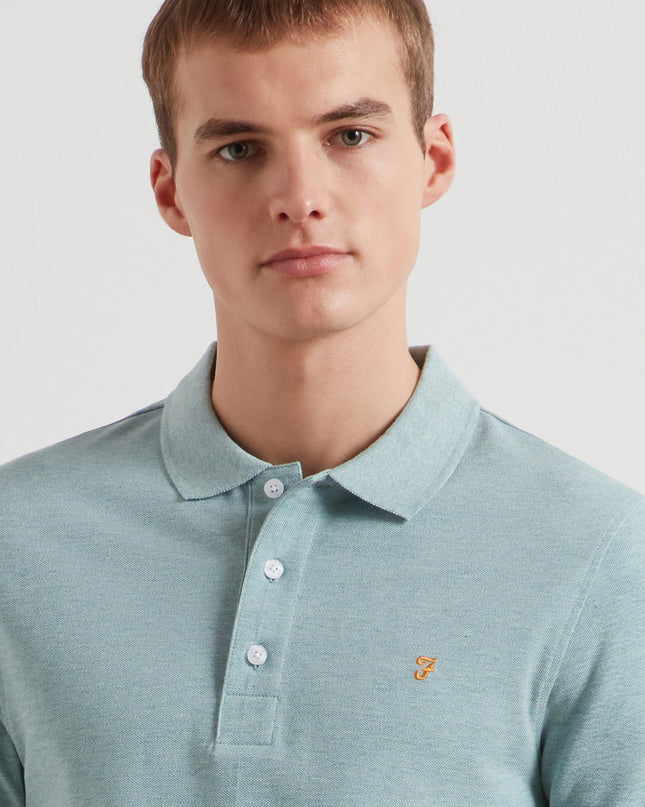 Blanes Organic Cotton Polo Shirt In Blue Green Mist Marl