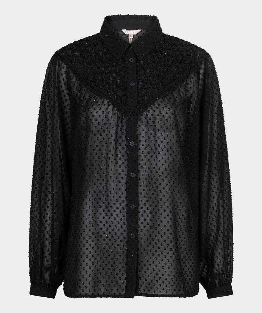 Esqualo Blouse plumetis smock - Black