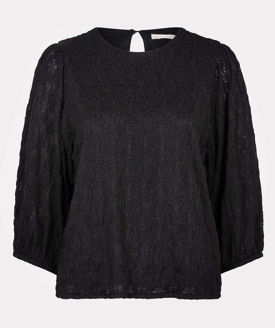 EsQualo SS Fancy Knit Blouse - Black