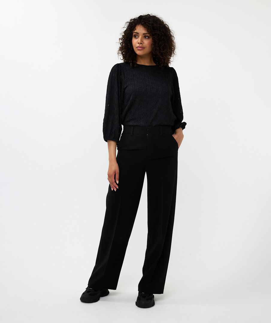 EsQualo SS Fancy Knit Blouse - Black