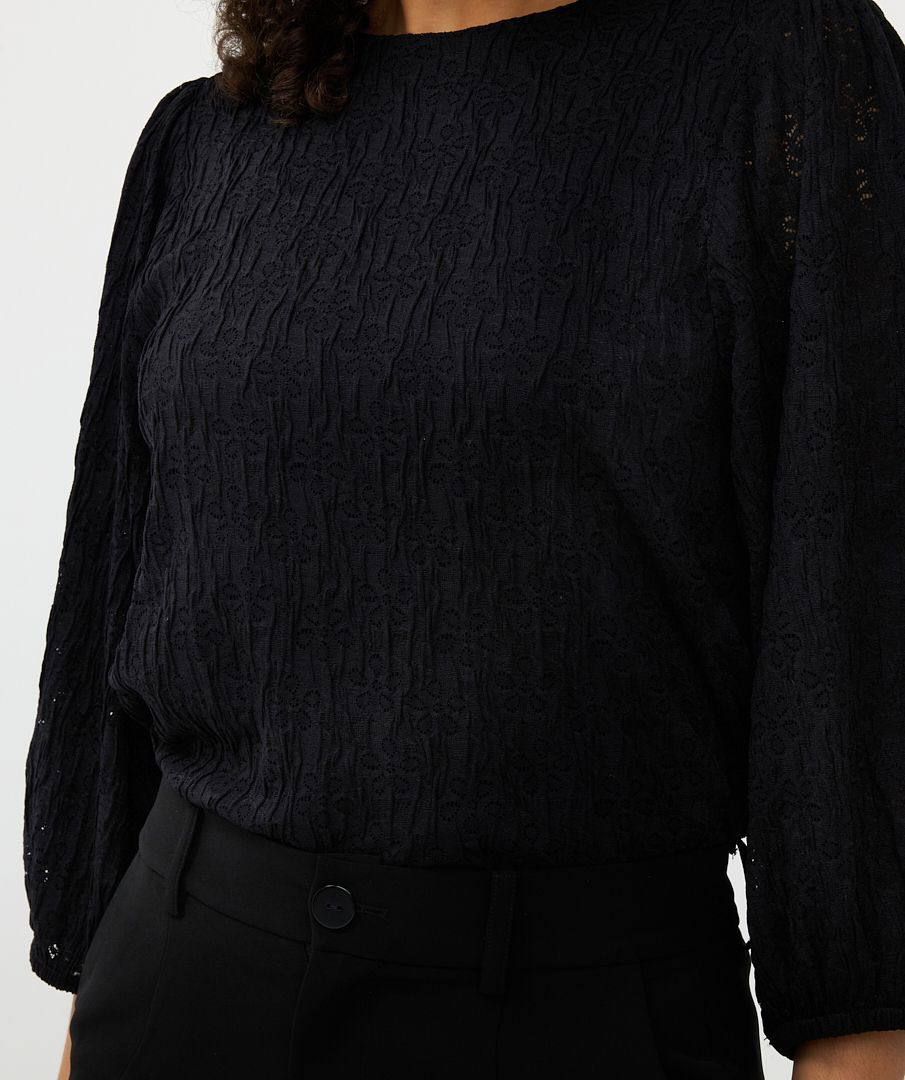 EsQualo SS Fancy Knit Blouse - Black