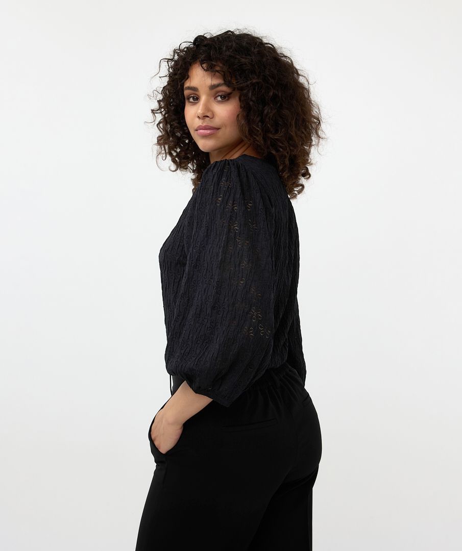 EsQualo SS Fancy Knit Blouse - Black