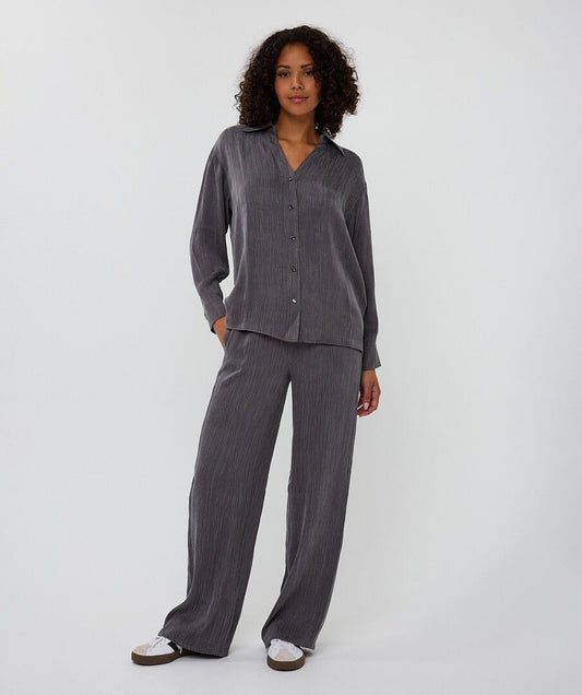Cupro Crinkle Trousers - Dark Grey