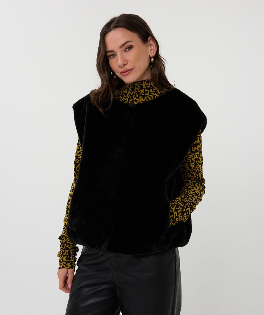 Bodywarmer Fake Fur - Black